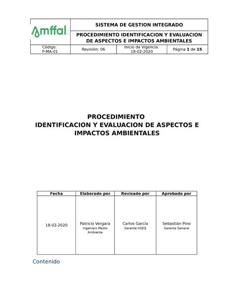 P Ma Aspectos E Impactos Ambientales Rev Procedimiento