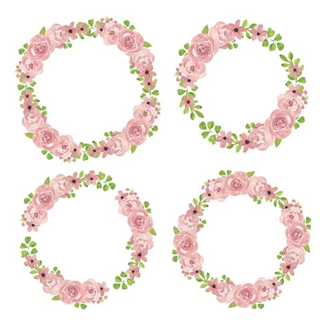 Premium Vector Watercolor Pink Rose Floral Wreath Collection