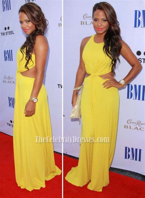 Christina Milian Yellow Prom Gown Formal Evening Dress Bmi Urban Awards