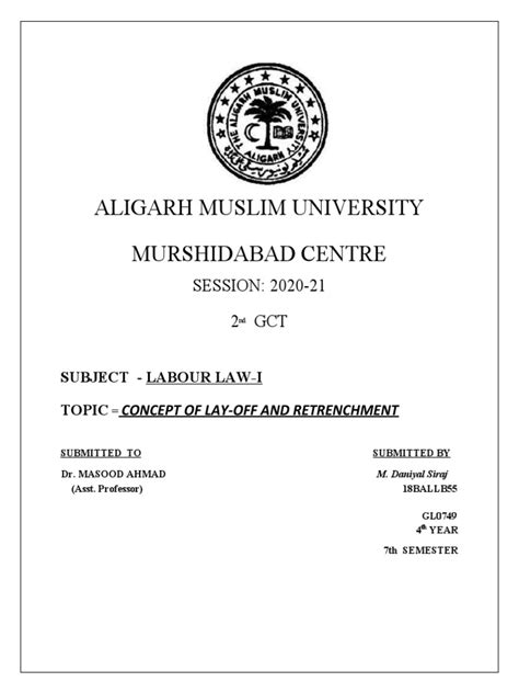 Concept Of Lay Off And Retrenchment Pdf Layoff Employment
