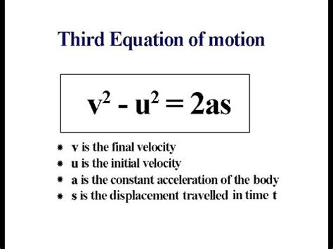 Third Equation Of Motion Class Youtube