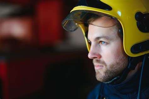 Premium Photo Photo Of Fireman With Gas Mask And Helmet Near Fire Engine