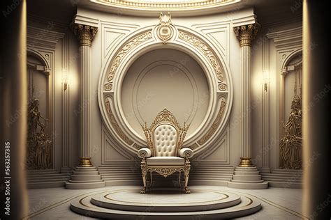 Royal Throne Room in white and gold color - Ai Generative Stock ...