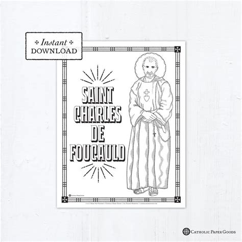 Saint Charles De Foucauld Catholic Coloring Page Saint Charles De