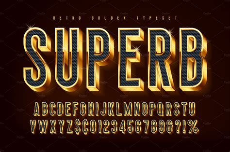 Golden 3d Shining Gold Letters Illustrations Creative Market
