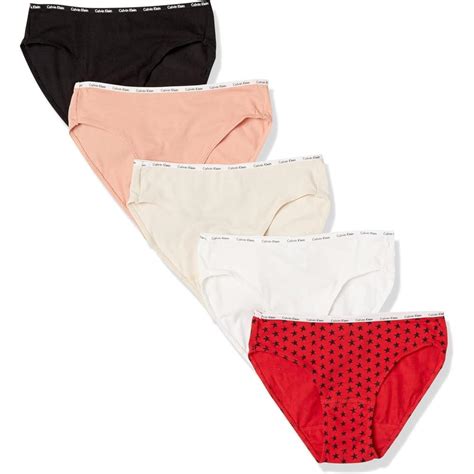 Calvin Klein Womens Cotton Stretch Logo Bikini Panties Multipack Star Stamp Exact Tapioca