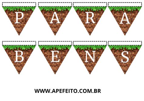 Bandeirinha De Parabéns Para Imprimir - BANDEIRINHAS MINICREFT PARABÉNS PARA IMPRIMIR