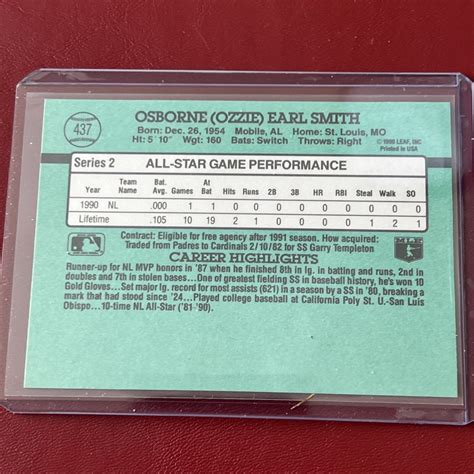 Donruss All Star Ozzie Smith Error All Star Excellent Ebay