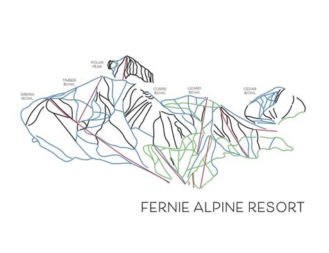 Fernie Alpine Resort Ski Trail Printable Map Artwork Etsy Canada