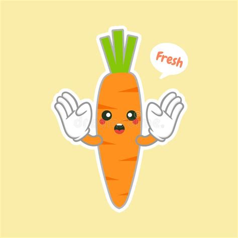 Cute And Kawaii Carrot Character Balloon Sticker Cool Vegetable