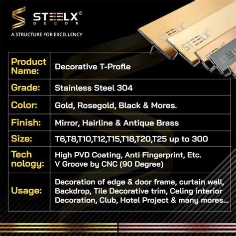 Stainless Steel T Profile Stainless Steel Decorative Profiles