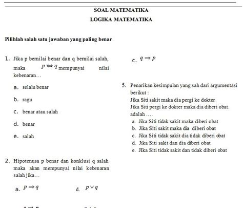 Contoh Soal Logika Matematika Dan Jawabannya Berbagai Contoh