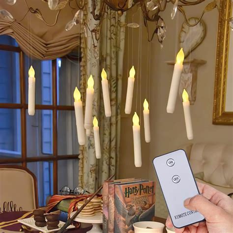 Homemory 12 Pcs Hanging Floating Candles With Remote Harry Potter Floating Candles Witch Decors