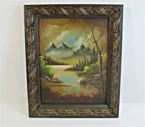 FOSTER HANDFORD ORIGINAL Oil Painting On Board Mountain Lake Landscape