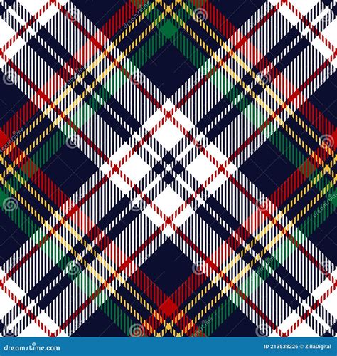 Plaid Pattern Christmas Tartan Check In Navy Blue Red Green Yellow