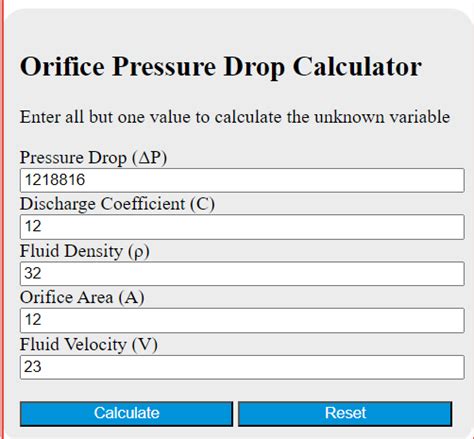 Orifice Pressure Drop Calculator Calculator Academy