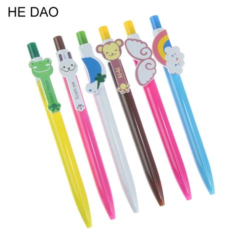 6x Kawaii Cartoon Plastic Ballpoint Pens Cute Lovely Cat Bird Ball Pen