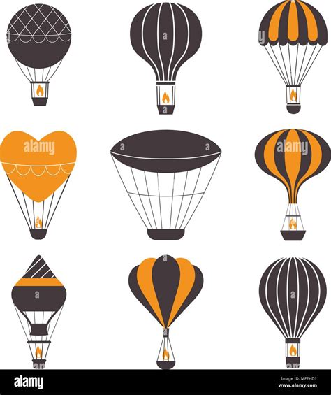 Hot Air Balloons Icons Stock Vector Image Art Alamy