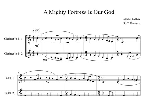 A Mighty Fortress Is Our God Clarinet Duet Arr B C Dockery Sheet