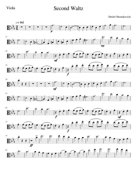 Second Waltz Viola Sheet Music For Viola Solo Download And Print In Pdf Or Midi Free Sheet