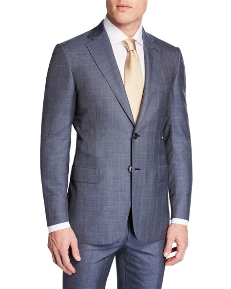 Brioni Mens Plaid Wool Silk Two Piece Suit In Blue For Men Lyst