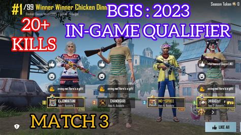 BGIS IN GAME QUALIFIER MATCH GAMEPLAY BGIS 2023 20 KILL CHICKEN