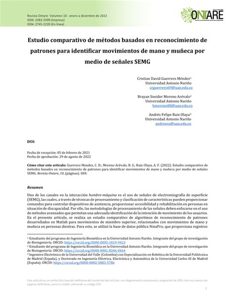 Pdf Estudio Comparativo De M Todos Basados En Reconocimiento De