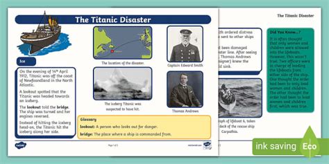 Free Ks Titanic Disaster Fact File Teacher Made