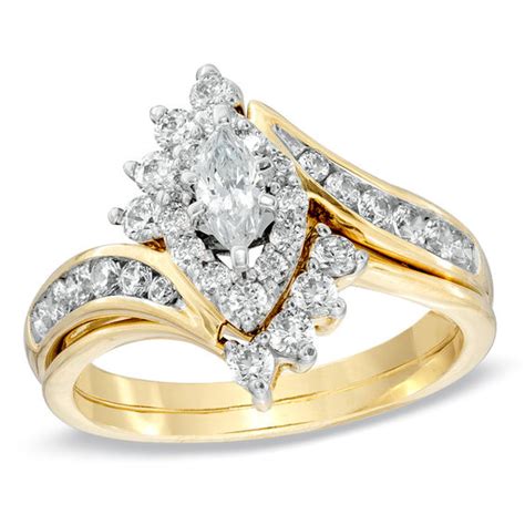 1 Ct T W Marquise Diamond Bypass Bridal Set In 14k Gold From This Moment Collections Zales