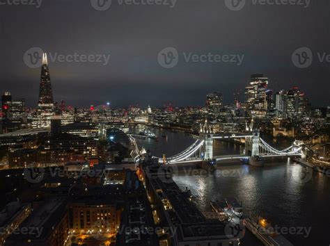 Aerial night view of the Tower Bridge in London. 24808279 Stock Photo at Vecteezy