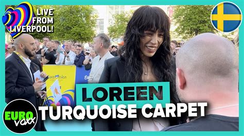 SWEDEN EUROVISION 2023 LOREEN TATTOO TURQUOISE CARPET INTERVIEW