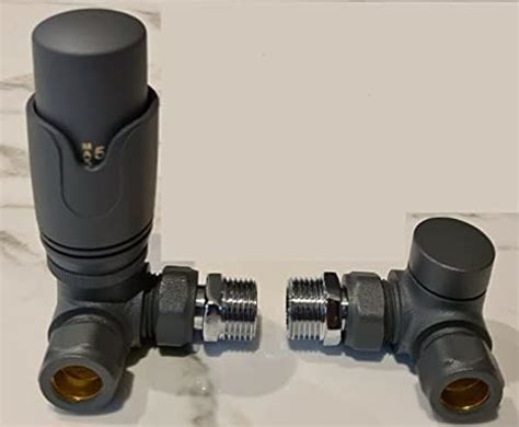 Team Controls Matt Black Corner Trv Thermostatic Radiator Valves Angled