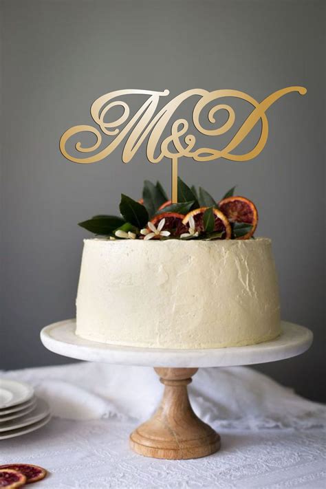 Custom Initial Cake Topper Wedding Monogram Custom Cake Topper Wooden Monogram Wedding Gold Cake