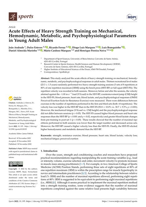 Pdf Acute Effects Of Heavy Strength Training On Mechanical