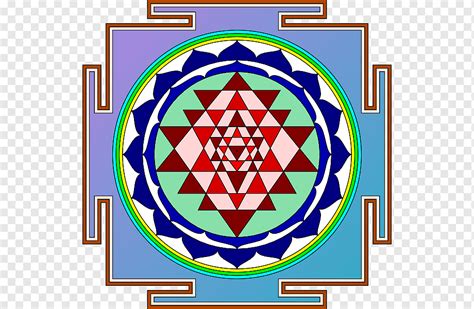 Ganesha Sri Yantra Chakra Geometric Colorful Shading Symmetry Om