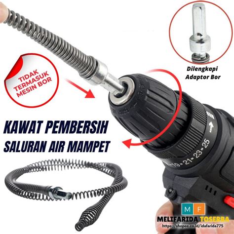 Jual Pipe Cleaner Kawat Pembersih Saluran Pipa Mampet Dengan Adaptor