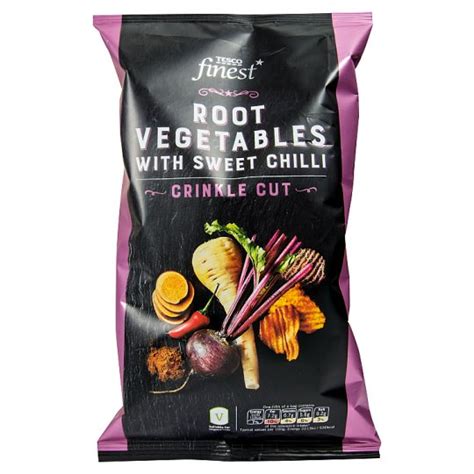 Tesco Finest Root Vegetable Crinkle Cut Crisps With Sweet Chilli 125g