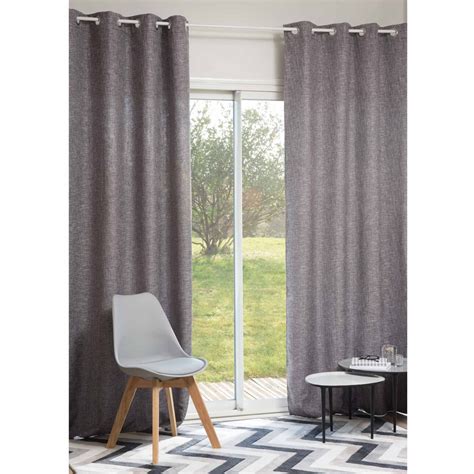 Lary Grey Eyelet Curtain 140 X 250 Cm Maisons Du Monde