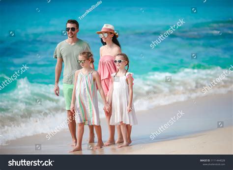 Happy Family On Beach On Caribbean Stock Photo 1111444028 | Shutterstock