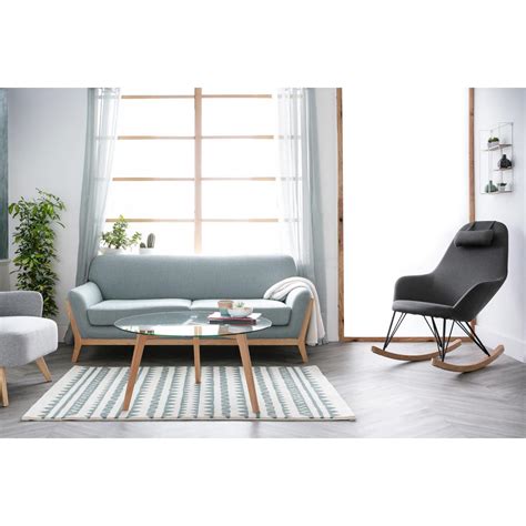 Miliboo Rocking Chair Scandinave En Tissu Gris Fonc M Tal Noir Et