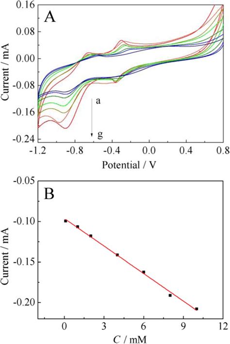 A Cyclic Voltammograms Of The Cupdcgce In 01 M Pbs Solution At