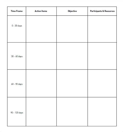 Free 30 60 90 Day Plan Template Excel Printable Calendars At A Glance