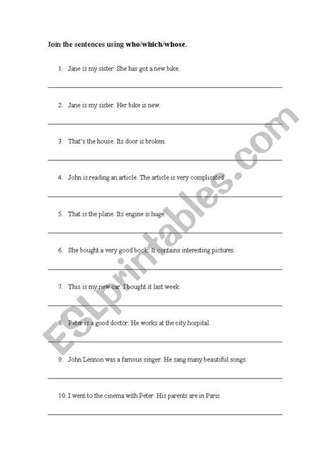 Relative Adverbs Worksheets