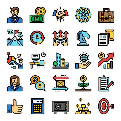 Business Pixel Perfect Color Line Icons 2296755 Vector Art At Vecteezy