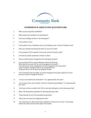 Fillable Online HOMEOWNERS CONDO ASSOCIATION QUESTIONNAIREdoc Fax Email