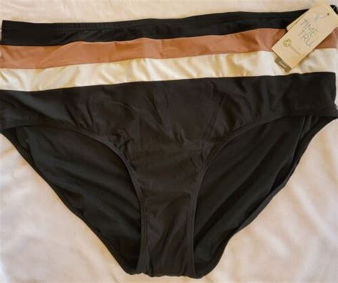 Nwt Time And Tru High Waist Tummy Control Bikini Bottom Size X Black
