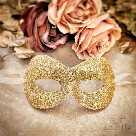 Glitter Gold Masquerade Mask Shimmering Gold Venetian Etsy