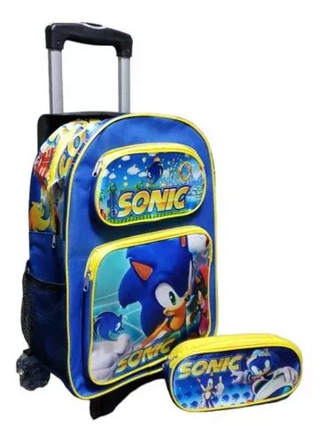 Mochila Con Lapicera Y Ruedas Modelo Sonic Primaria Envío gratis