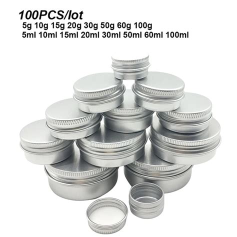 100Pcs Aluminium Potten Tin 5G 10G 15G 20G 30G 50G 60G 80G 100G Metalen