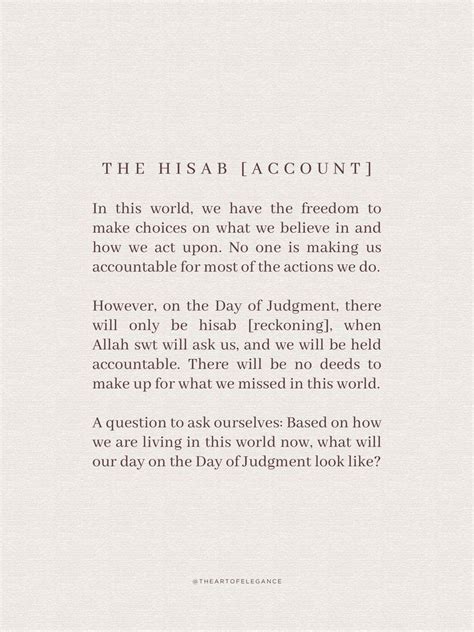 The Hisab [account] | Islam quotes about life, Beautiful quotes about